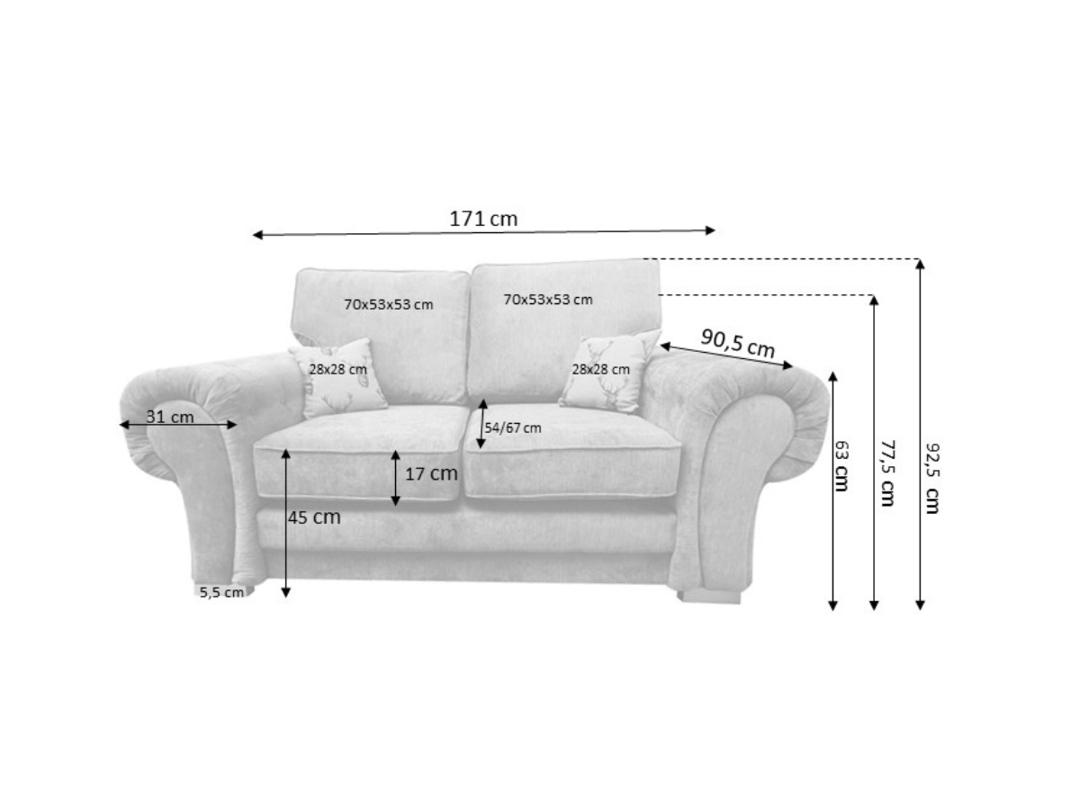 Verona 2 Seater Sofa Grey