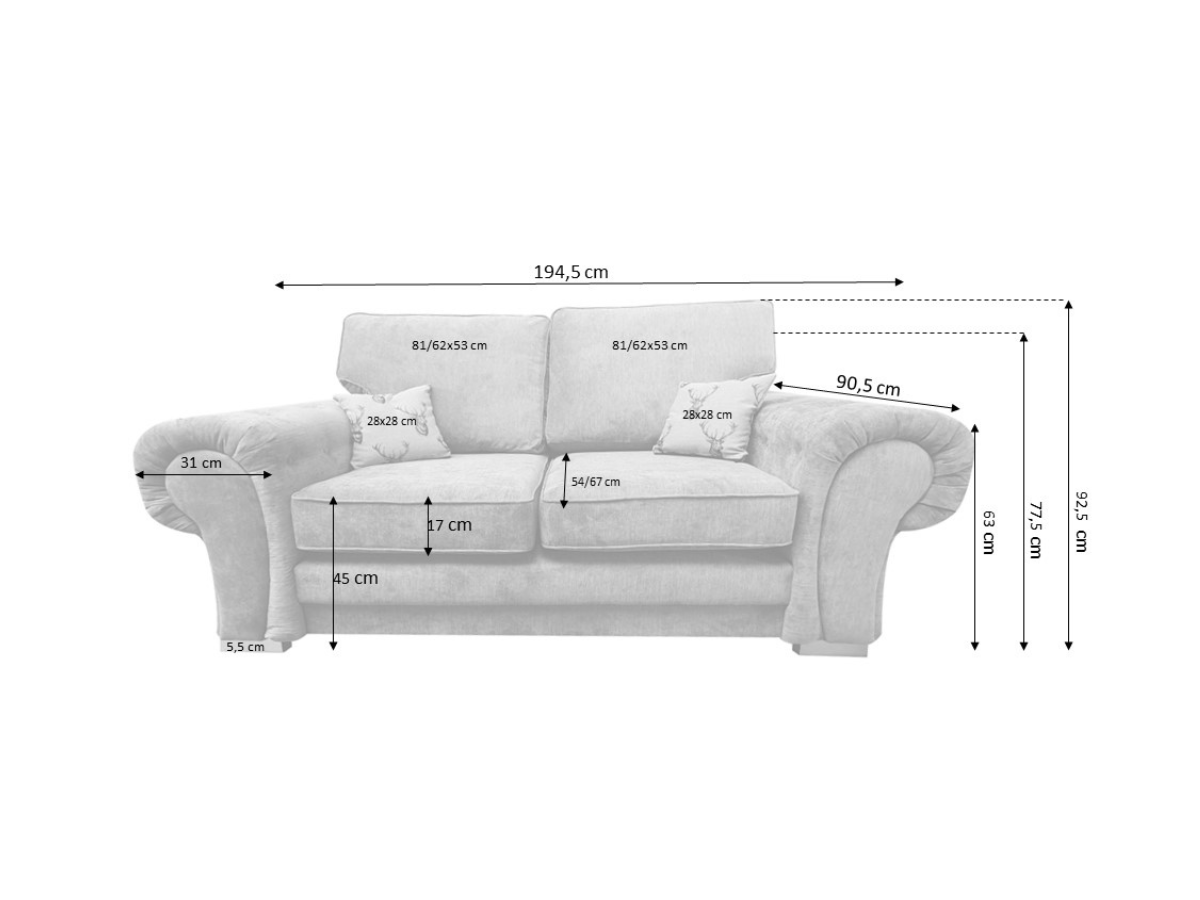 Verona 3 Seater Sofa Grey