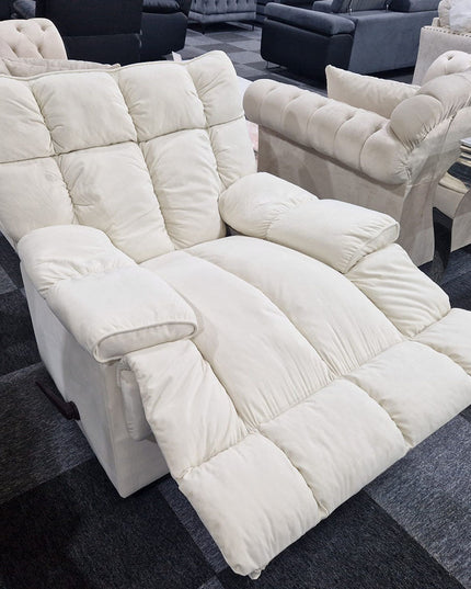 Munich Reclining Swivel Arm Chair in Cream, featuring plush cushions and a modern design for ultimate comfort.
