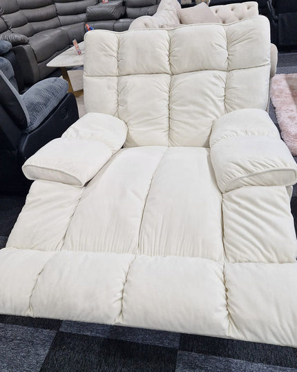 Munich Reclining Swivel Arm Chair in Cream, stylish, modern sofa with plush fabric, perfect for relaxing in your living room.
