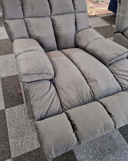 Munich Reclining Swivel Arm Chair in Grey upholstery, featuring comfortable, plush design and ideal for living room use.