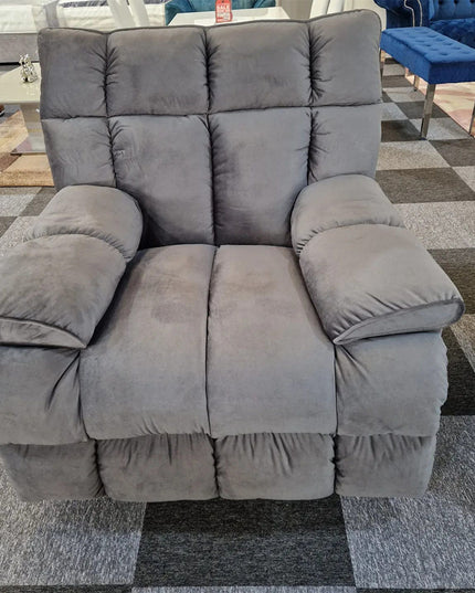 Munich Reclining Swivel Arm Chair in Grey with plush seating and padded arms for comfort and style in any living room.