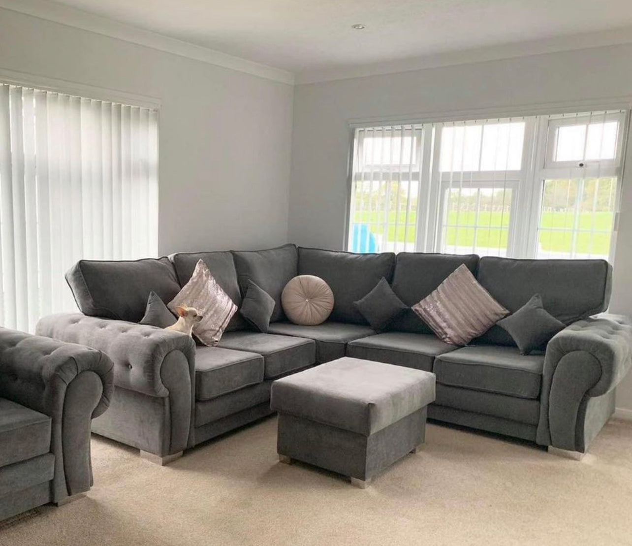 Vegas Modular Corner Sofa Full Back Grey