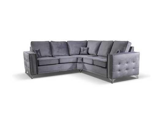 Alaska Double Corner Sofa Plush Velvet Grey