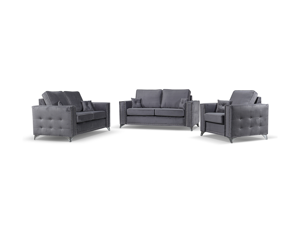 Alaska 3+2 Sofa Set Full Back Grey