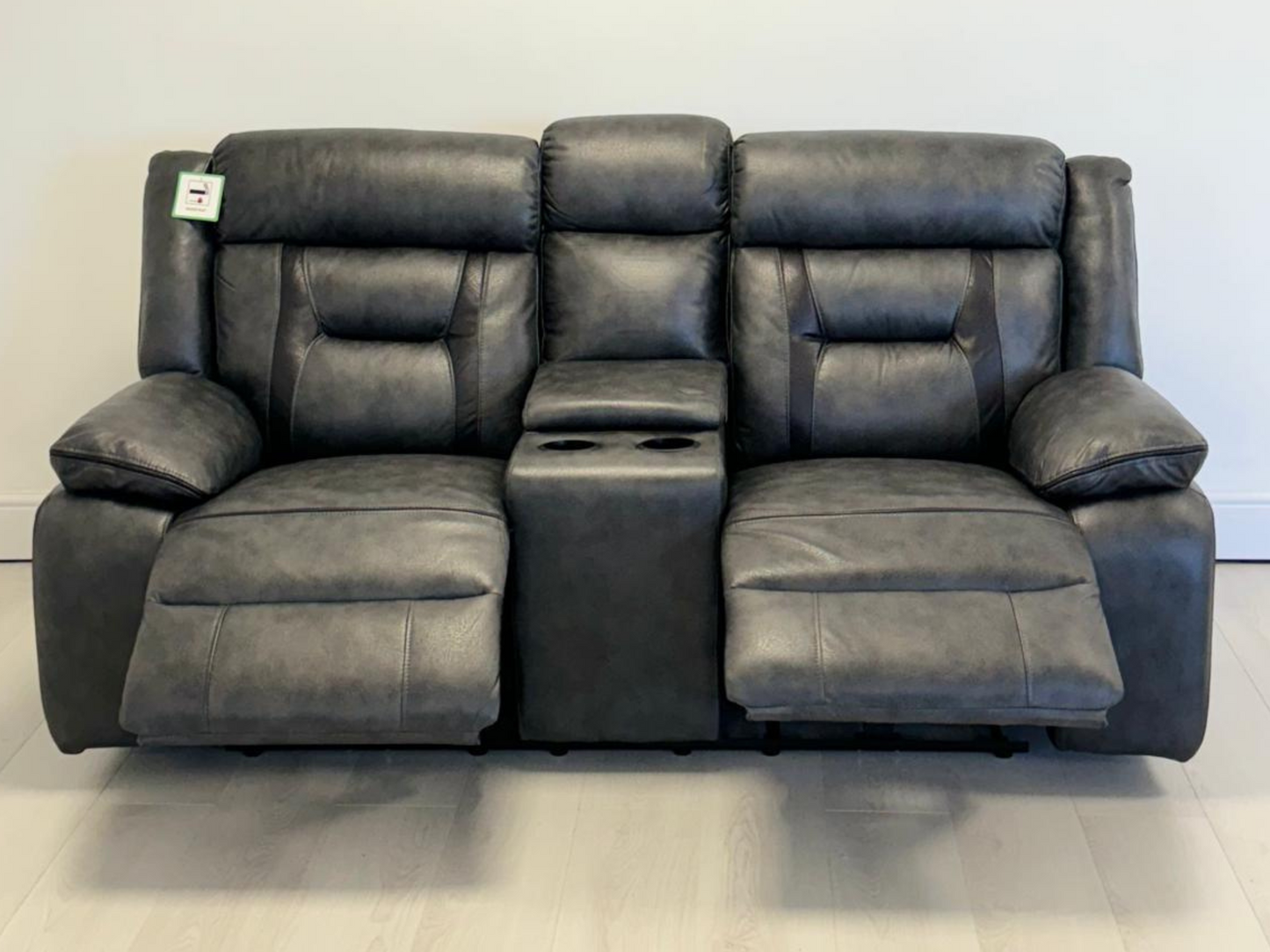 Nova 2 Seater Electric Recliner Sofa in Grey Aire Leather