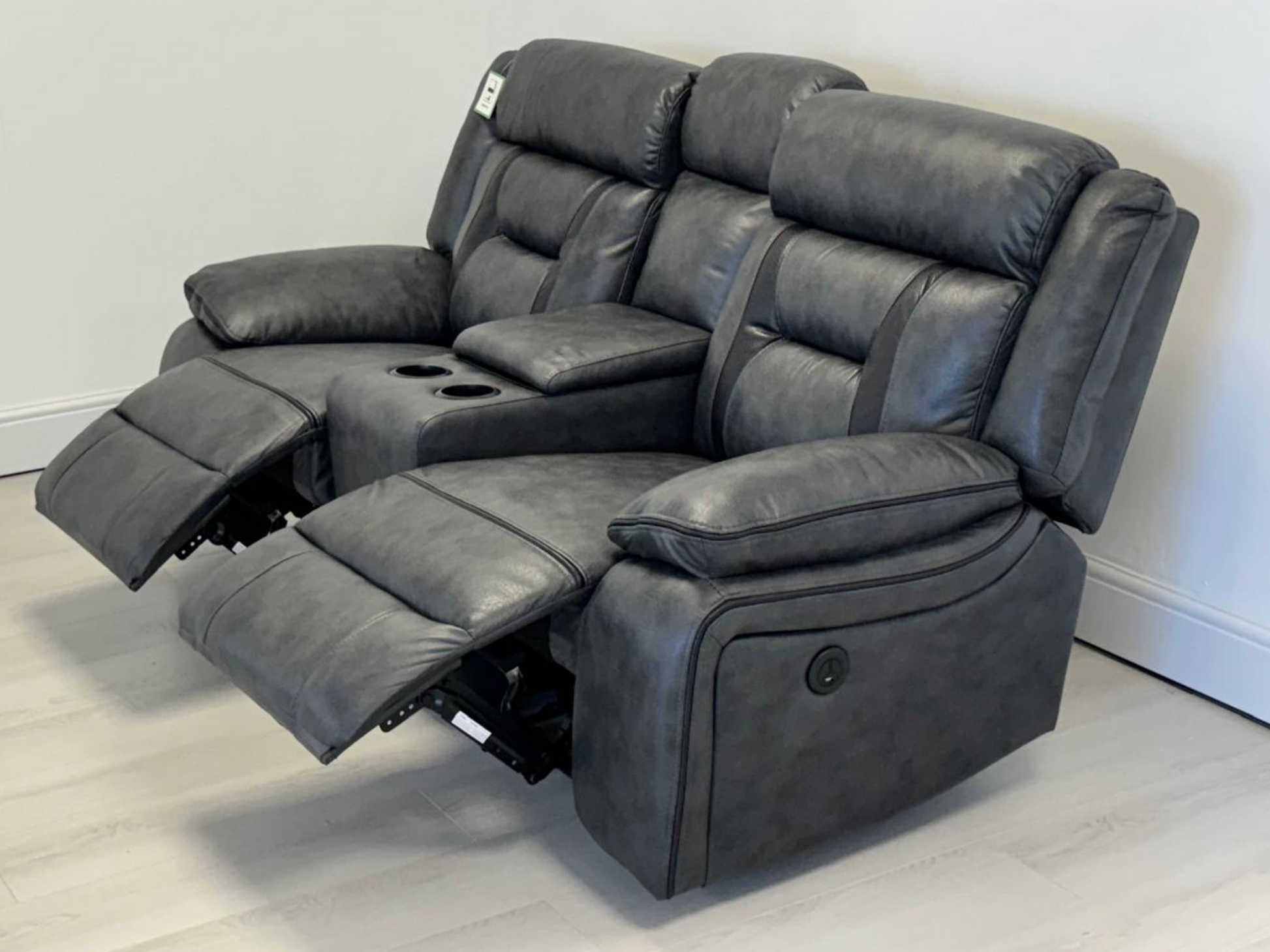 Nova 2 Seater Electric Recliner Sofa in Grey Aire Leather