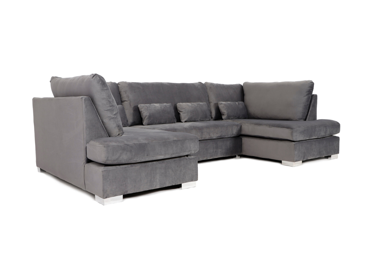 Belgravia U Shape Sofa Plush Velvet Grey