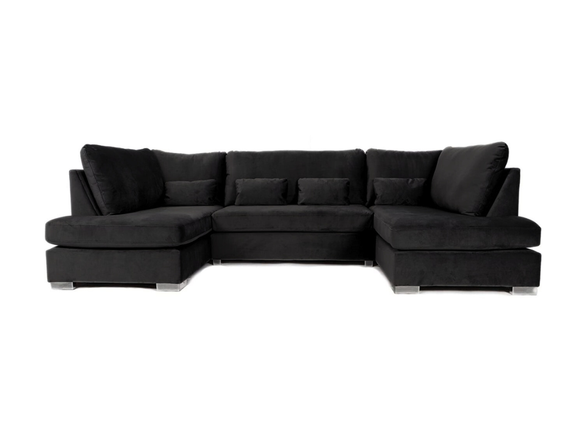 Belgravia U Shape Sofa Plush Velvet Black