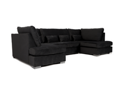 Belgravia U Shape Sofa Plush Velvet Black