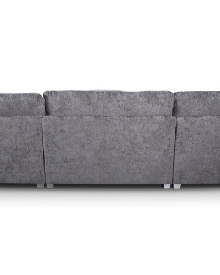 Bishop U Shape Sofa in luxury chenille, showcasing rear view and plush cushions for superior comfort.