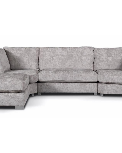 Bishop U Shape sofa in luxury chenille, featuring broad cushioned seats for family comfort and modern design.