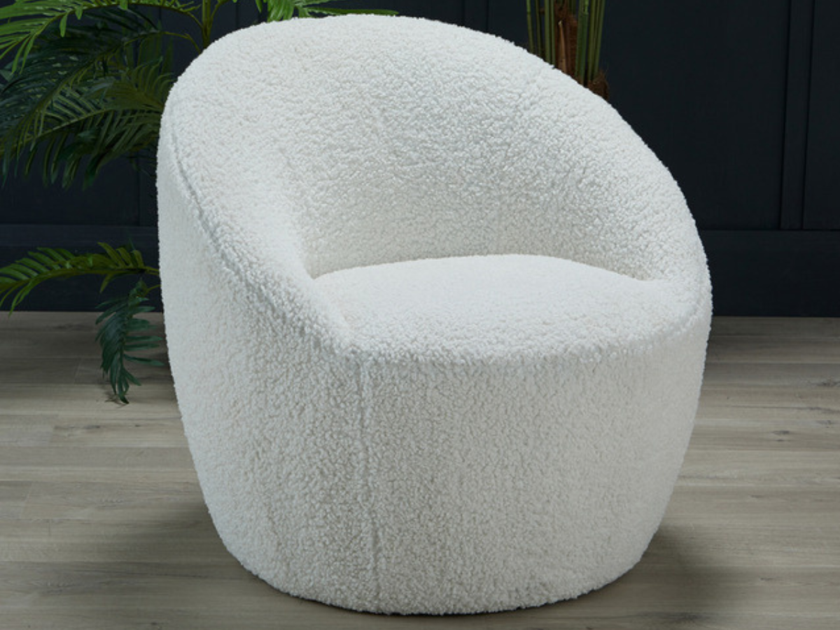 Cocoon Occasional Accent Chair in Ivory Boucle