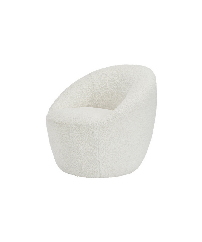 Cocoon Occasional Accent Chair in ivory boucle, showcasing contemporary design and inviting texture, perfect for any sofa arrangement.