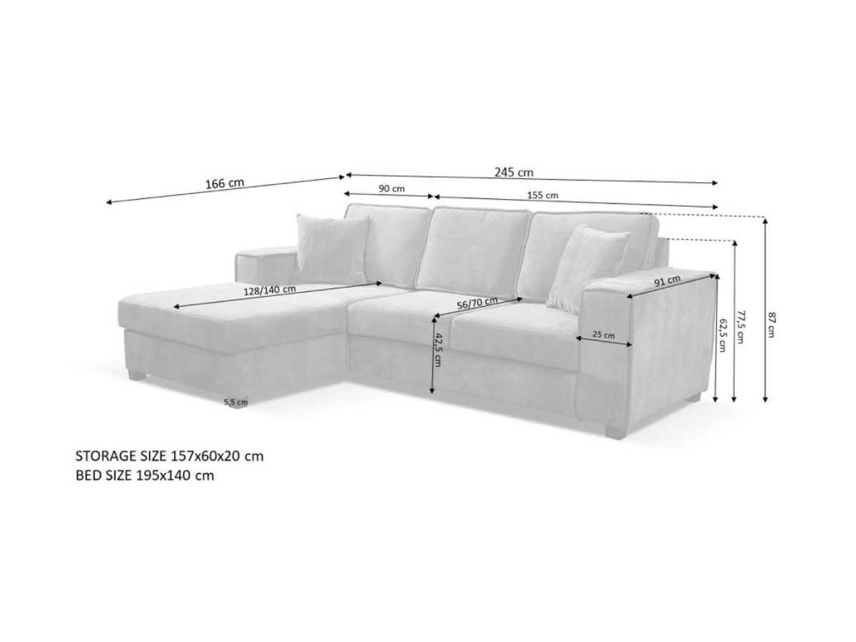 Camden Corner Sofa Bed with Storage