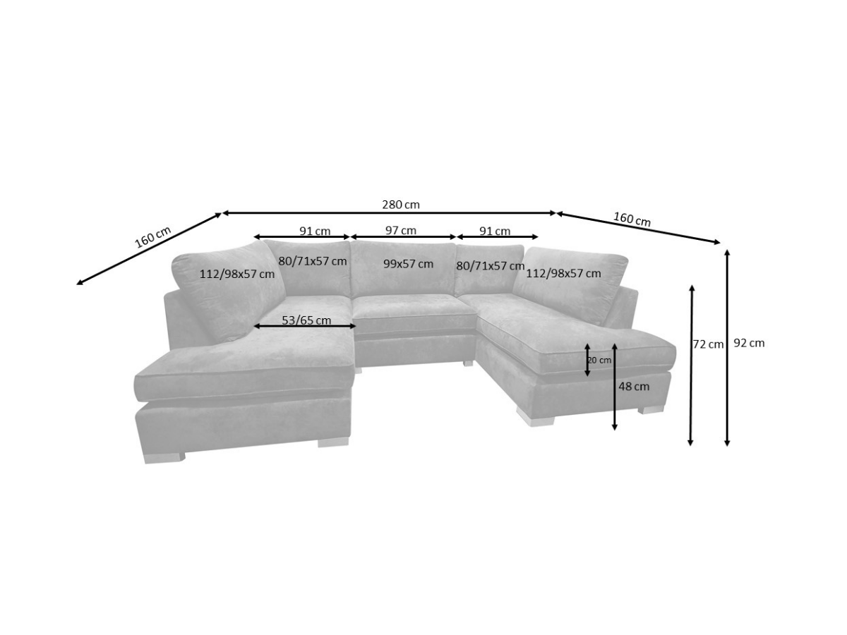 Carnaby Small U Shape Sofa with Footstool Cream