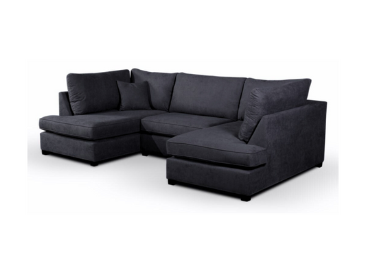 Carnaby Small U Shape Sofa with Footstool Black