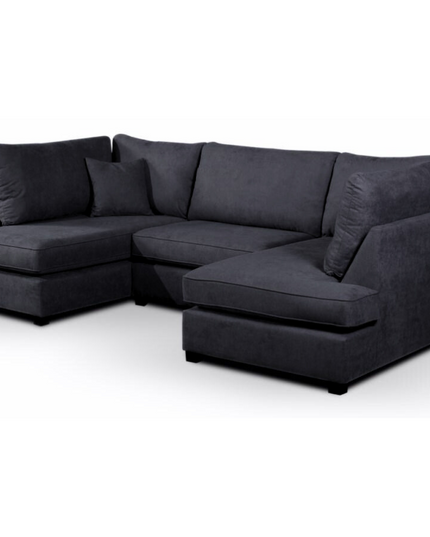 Carnaby Small U Shape Sofa in Kensington fabric, featuring a stylish dark design and comfortable cushions.