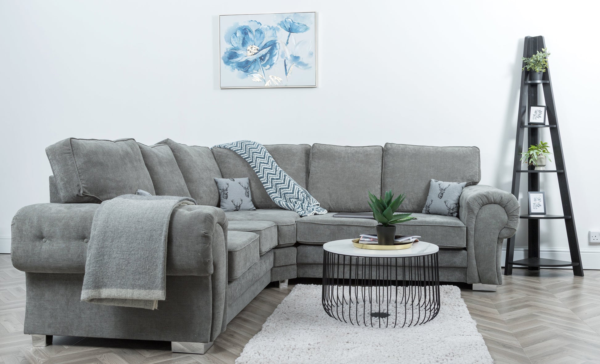 Vegas Modular Corner Sofa Full Back Grey