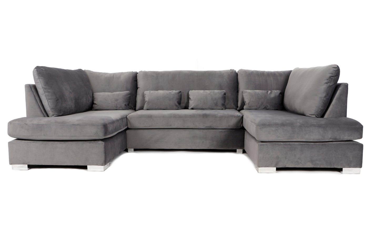 Belgravia U Shape Sofa Plush Velvet Grey