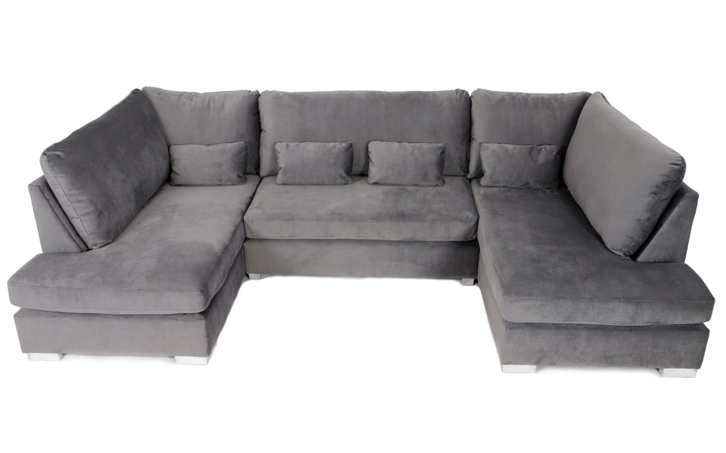 Belgravia U Shape Sofa Plush Velvet Grey