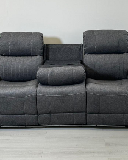 Hannan 3+2 Electric Recliner Sofa Set in grey micro fabric with plush seating and electric recline features.
