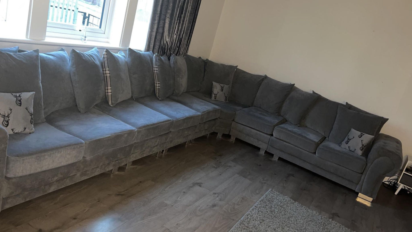 Verona Corner Sofa 9 Seater Universal Scatter Back Grey