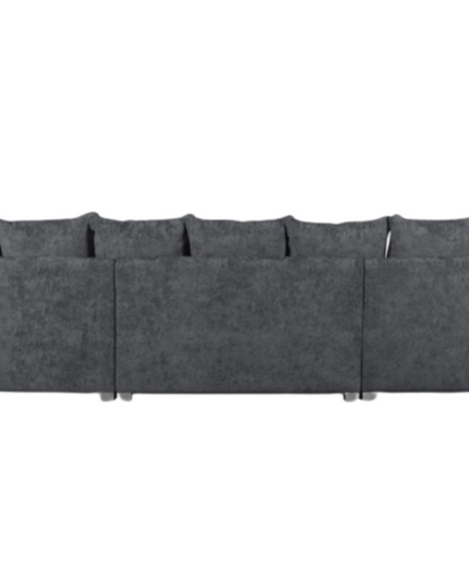 London U Shape Sofa in soft chenille with wide cushioned seats and nine scatter back cushions.