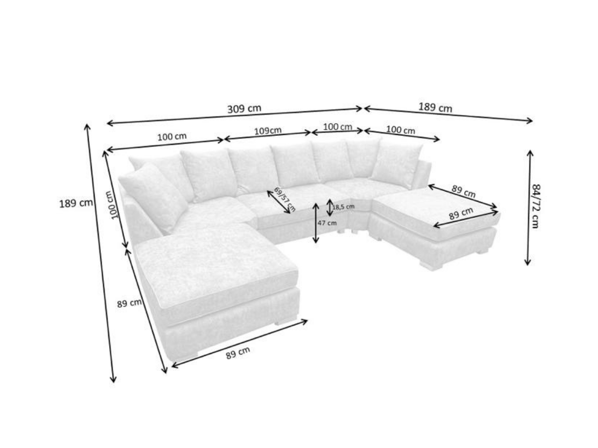 London U Shape Sofa Soft Chenille