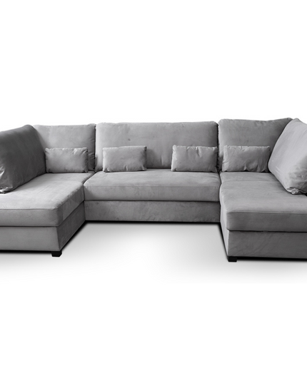 Meridian U Shape Sofa Bed with Storage in plush velvet, featuring a sleek design and comfortable cushioning.