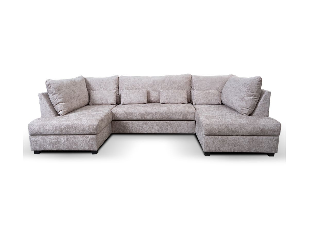 Meridian U Shape Corner Sofa Bed with Storage in Truffle Alaska Chenille