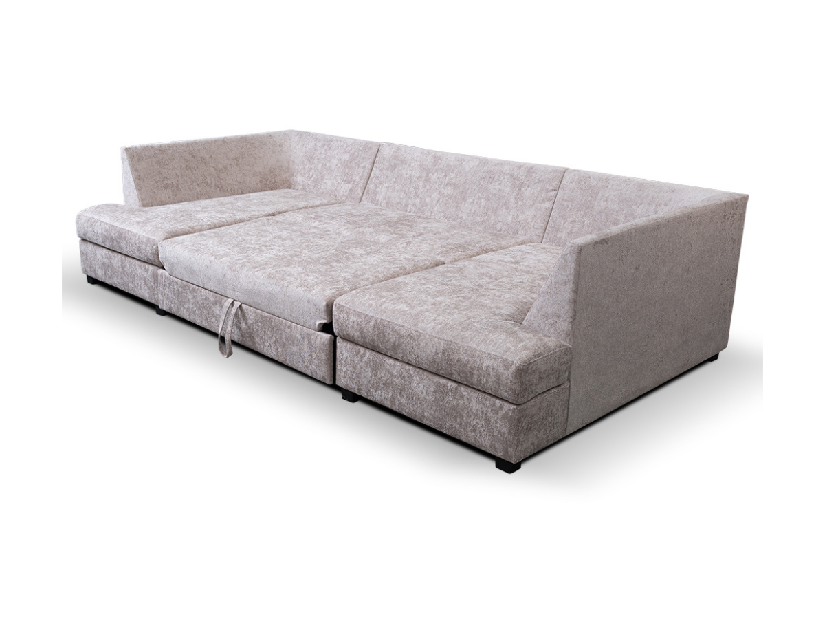 Meridian U Shape Corner Sofa Bed with Storage in Truffle Alaska Chenille