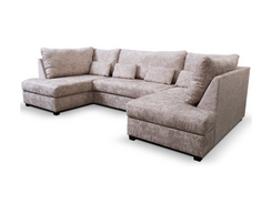 Meridian U Shape Corner Sofa Bed with Storage in Truffle Alaska Chenille