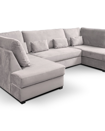 Meridian U Shape sofa bed with storage in plush velvet, ideal for modern living and elegant seating.