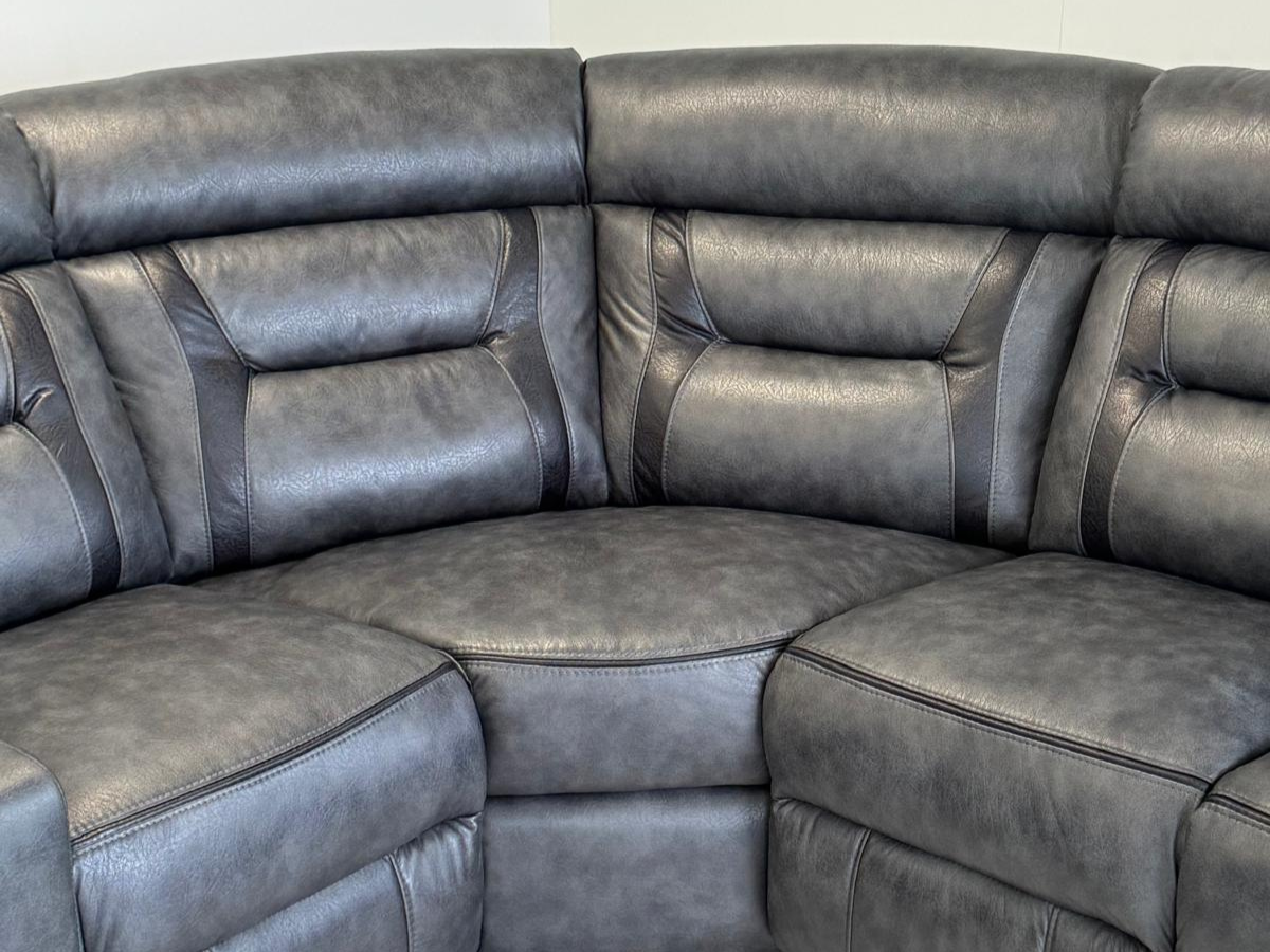 Nova Electric Recliner Corner Sofa in Grey Aire Leather with USB Port and Cup Holders