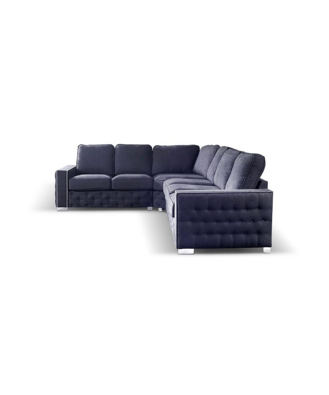 Olivia Luxury Large Sofa 6 Seater Universal Corner in Black, upholstered in soft chenille fabric with deep cushions.