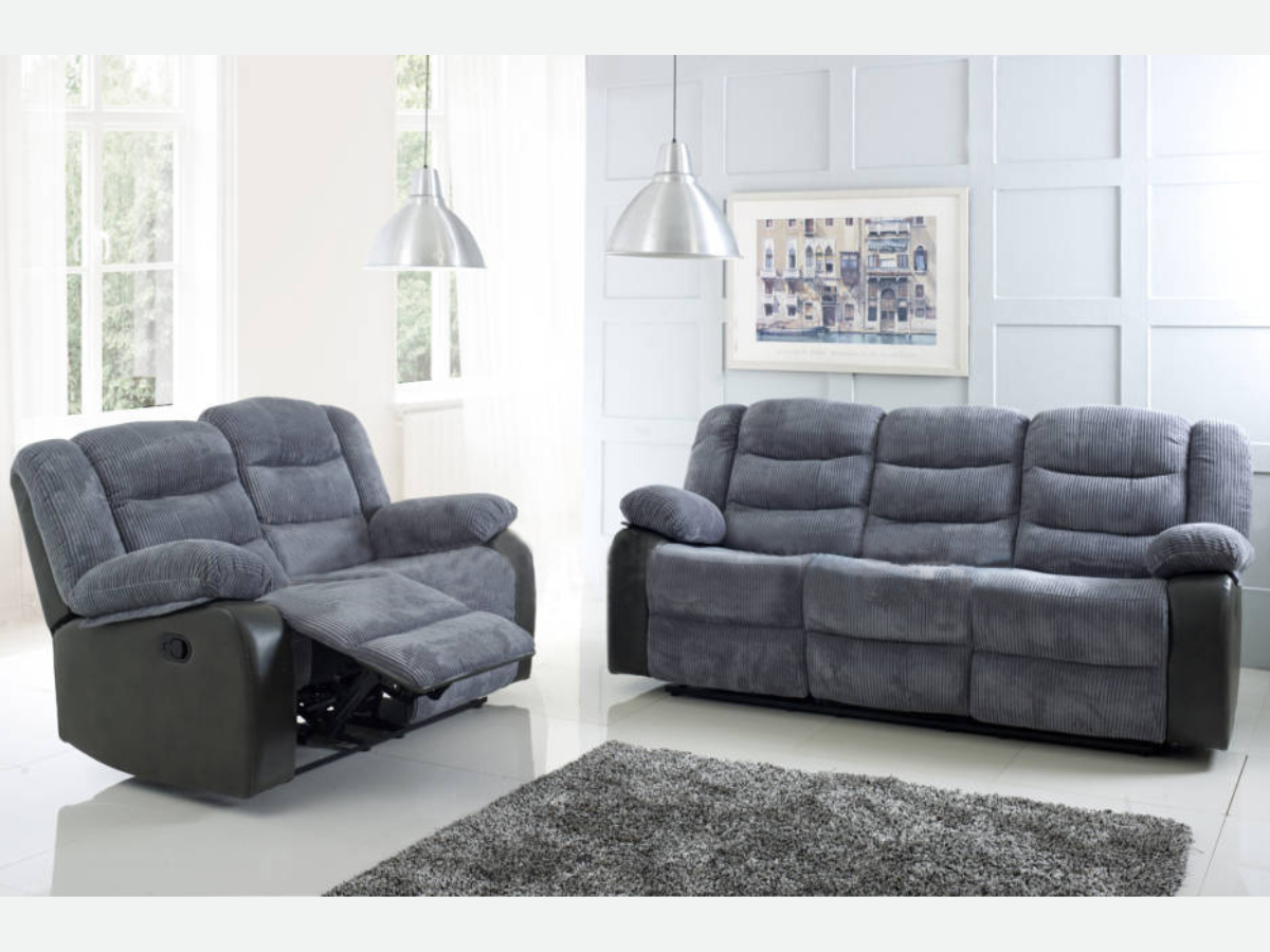 Rio Recliner 3+2 Sofa Set Grey Cord