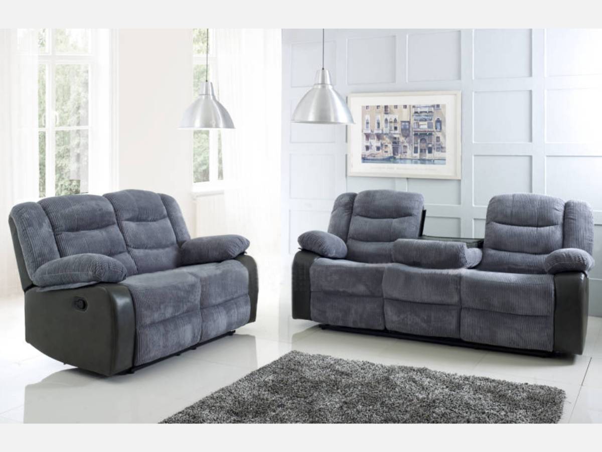 Rio Recliner 3+2 Sofa Set Grey Cord