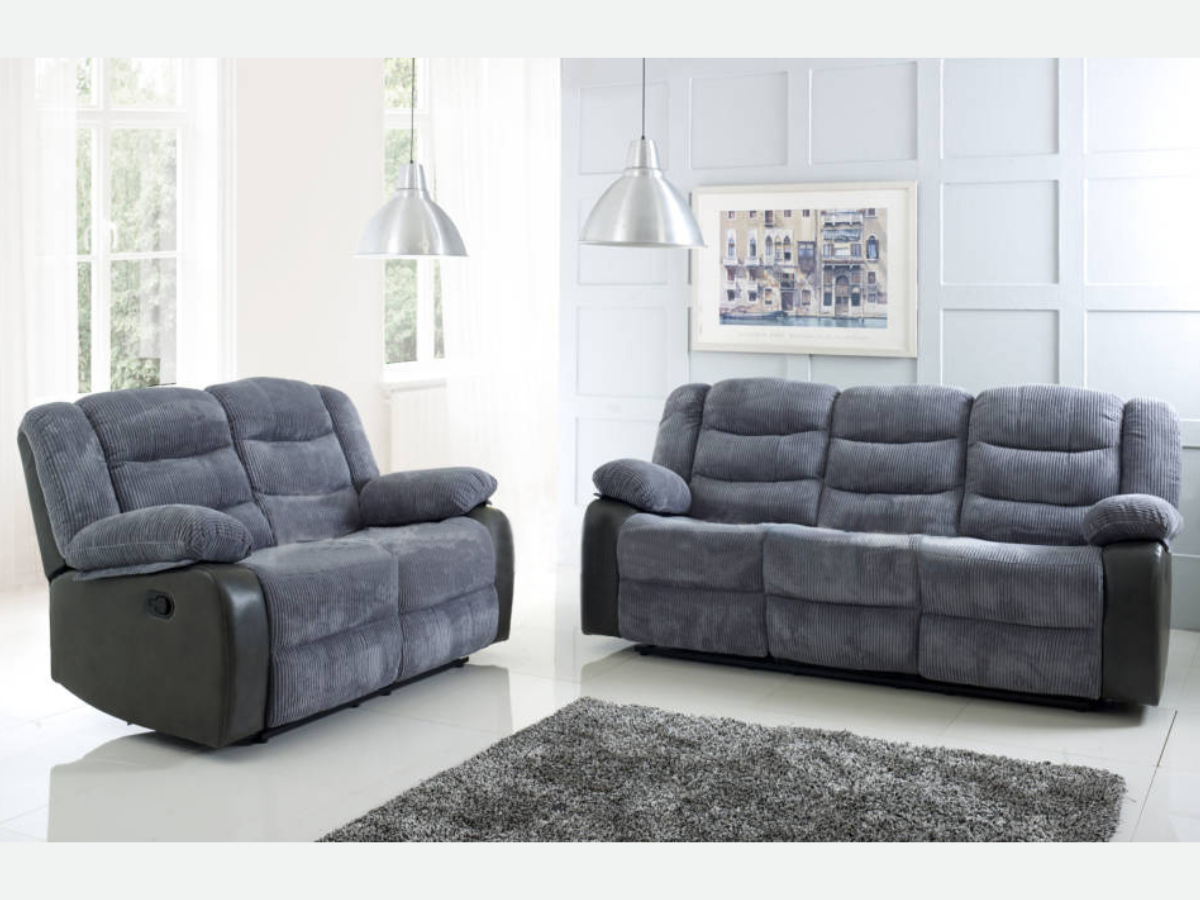 Rio Recliner 3+2 Sofa Set Grey Cord