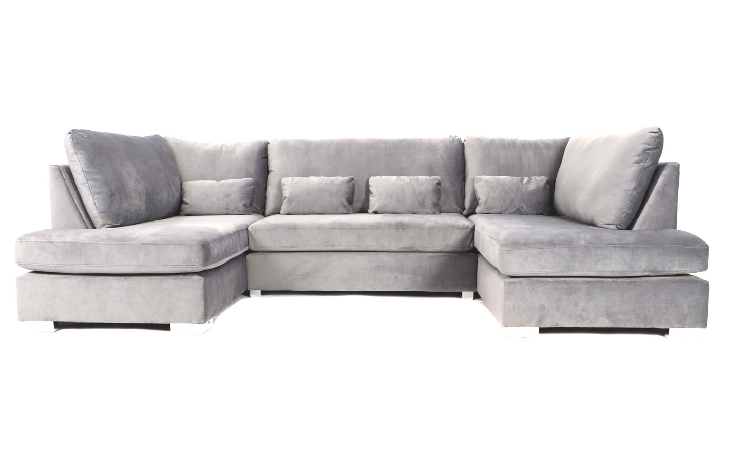 Belgravia U Shape Sofa Plush Velvet Silver