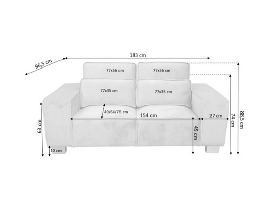 Sloane Luxury Large 2 Seater Grey