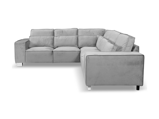 Sloane Luxury Large Double Corner Sofa Plush Velvet Silver