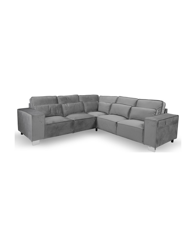 Sloane luxury large double corner sofa in plush velvet, perfect for modern minimalistic interiors.