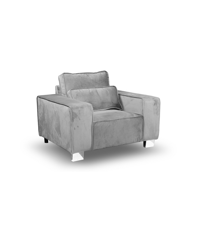 Sloane Luxury Large Armchair in plush velvet, featuring square arms and tapered feet for stylish lounging.