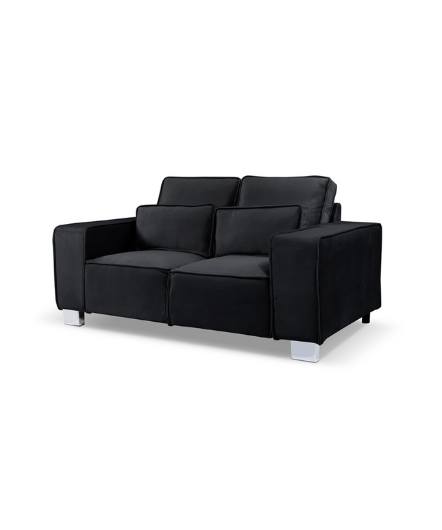 Sloane Luxury Large 2 Seater sofa in black plush velvet with strong hardwood frame and elegant design.