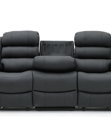 Sorrento 3 seater recliner sofa in black fabric, offering comfort and style for any living space.