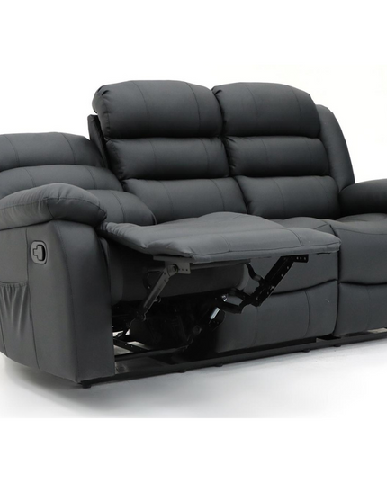 Sorrento 3 seater recliner sofa in grey fabric, designed for comfort and sleek style, perfect for any living room.