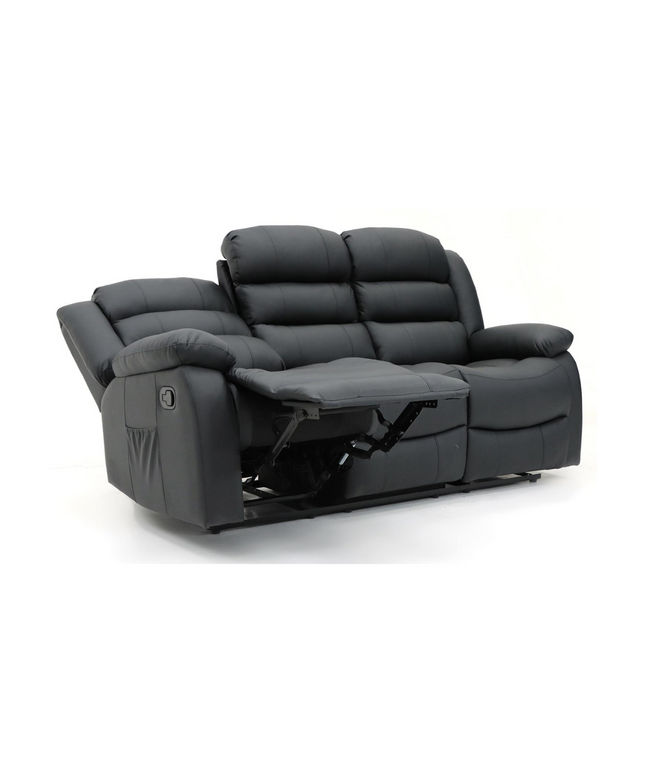 Sorrento 3 seater recliner sofa in grey fabric, designed for comfort and sleek style, perfect for any living room.