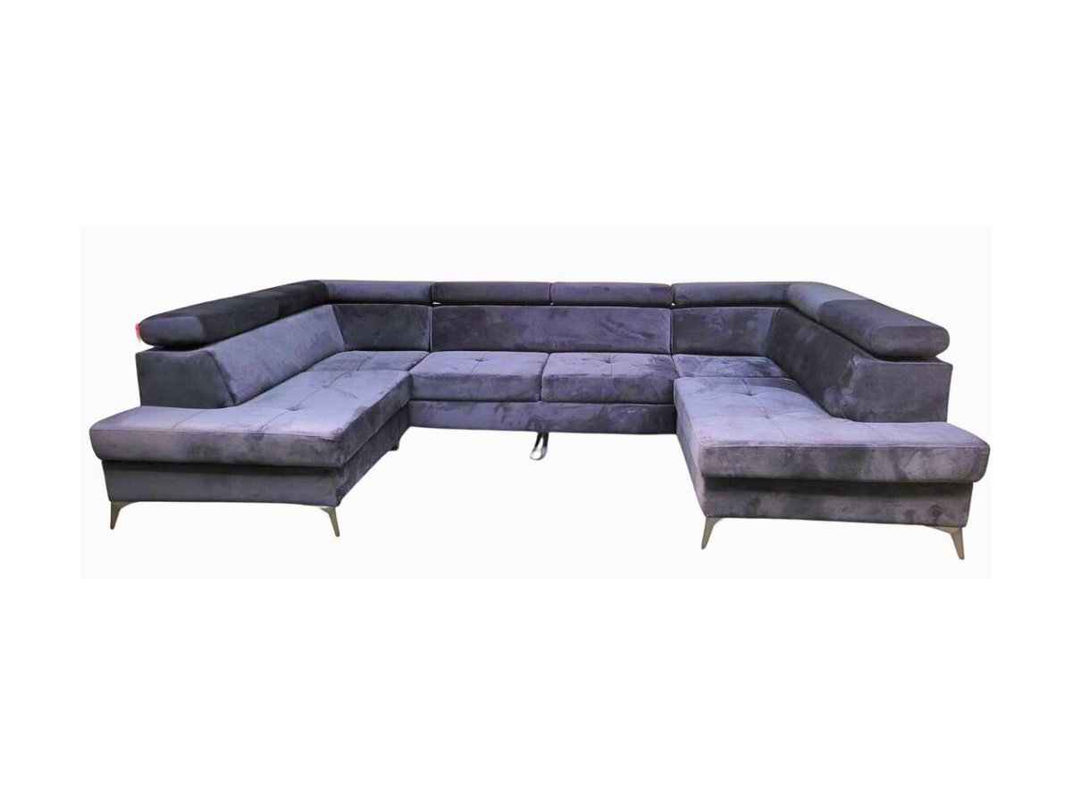 Sovereign U Shape Pull Out Sleeper Sofa in Plush Velvet with Storage