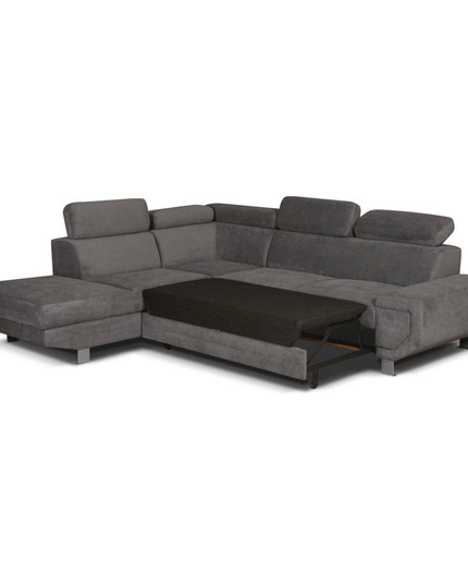 Artic Corner Sofa Bed in modern grey fabric, easily transforms from a stylish sofa to a comfortable bed.